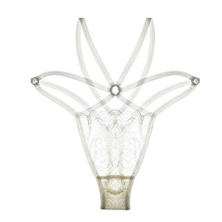 49 yuan 3 pairs of european and american french sexy underwear women's lace transparent thong comfortable pure cotton crotch low waist seamless white one size