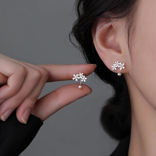 Xinshe 999 pure ginkgo leaf earrings women's earrings small pure silver spiral twist earrings high-end simple earrings 999 pure silver flower earrings pair