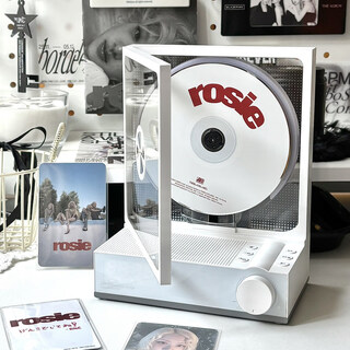 Hott voice of berlin c229 desktop cd record player hifi fever-grade wireless bluetooth speaker all-in-one portable cd player retro fashion ornament outdoor portable audio elegant white u disk version lossless sound quality + imported movement + two-way bluetooth