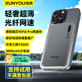 迅优随身wifi免插卡上网宝可移动wifi6随行无线网卡便携式4g路由器无线wifi无限制通用流量2025款5GXY 【超薄升级版】展锐芯片+三网WIFI6Pro