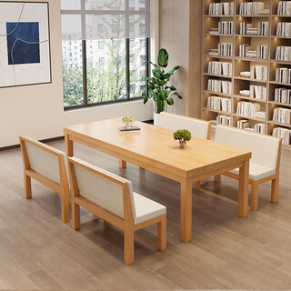 Solid wood conference table, office desk, negotiation training table, workbench, library table and chairs, living room, large desk, bench, business color and size can be customized.