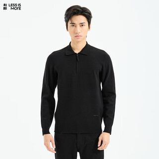 Lilang light fashion men's clothing machine washable wool sweater men's zippered half-lapel lapel cashmere blended warm sweater black (1y) 2xl (180)