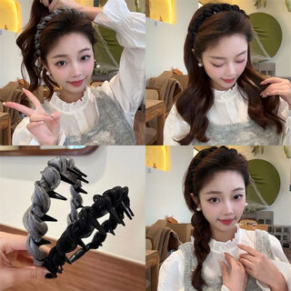 Garenbei small fragrant style mesh hair hoop for girls, non-slip, toothed, high top, versatile pressure hair ring, hairpin, headband, hair accessory for women, small fragrant style hair hoop, black 1 piece