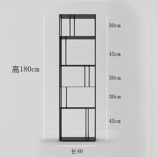 Jphznb nordic iron partition rack floor-standing multi-layer living room bookshelf modern creative bedroom display storage 40*25*180 five layers
