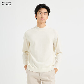 Lilang light fashion men's clothing 100% sheep wool wool sweater men's machine washable half turtle collar warm knitted long sleeve sweater white (1y) l (170)