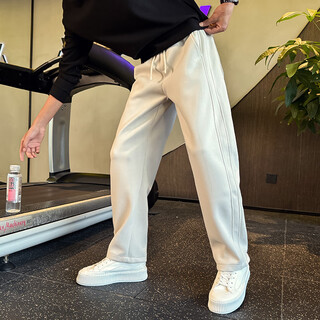 Kuraishi kazuki straight-leg sweatpants men's trendy sweatpants loose wide-leg men's pants spring and autumn new pants winter handsome casual pants light gray regular