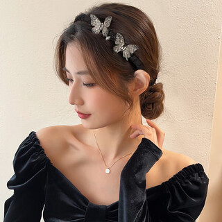 Idel full diamond three-dimensional butterfly tooth comb hairband for women, high-end, light luxury, high skull, face wash, hair bundle, temperament pressure hairpin headdress f3513 full diamond butterfly hairband