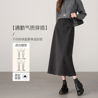 Handu yishe commuting temperament wear skirt woolen skirt women's 2025 new spring and autumn versatile slim and comfortable straight skirt