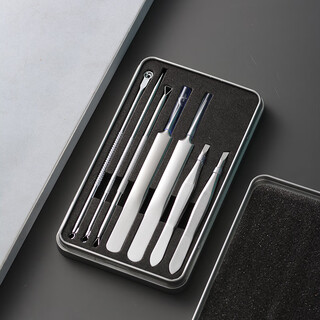 Qige acne needle, blackhead tweezers, artifact cell clamp, eyebrow clip, beauty needle, cleansing, picking and squeezing acne tool set, 7 pieces acne needle set