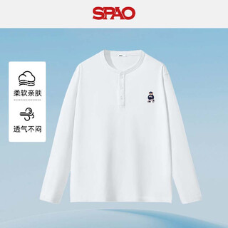 Spao henry collar pure cotton long-sleeved t-shirt for men and women 2025 autumn bottoming shirt comfortable loose top spcx25st05xy