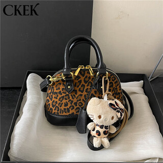 Ckek bag women's bag leopard print bag handbag women 2025 new fashion retro niche women's shoulder crossbody bag black