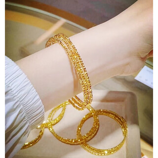 Heart ancient quality broken gold bundi bead bracelet yellow k gold three-circle memory elastic silver bracelet girl 520 gift bundi