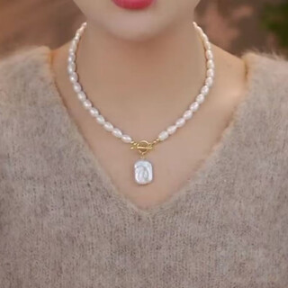 Kzd old phoenix 999 baroque pendant pearl silver ot buckle necklace women's light luxury niche 2024 new fashion women baroque pearl gold ot buckle necklace