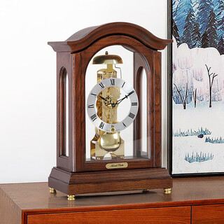 Hanshi (hense) retro solid wood old-fashioned mechanical table clock living room pendulum clock desktop ornaments hourly bell clock hd210 catalpa wood + german hemler 14-day movement