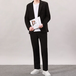 Goku men's casual suit korean high-end youth dress formal suit handsome style black suit + pants 2xl weight 160-180jin jin equals 0.5 kg