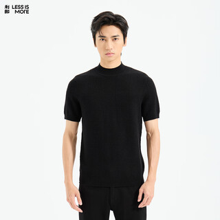 Lilan light fashion men's clothing three-dimensional jacquard cardigan men's short sleeve half turtle collar cashmere blended warm striped sweater black (1y) xl (175)