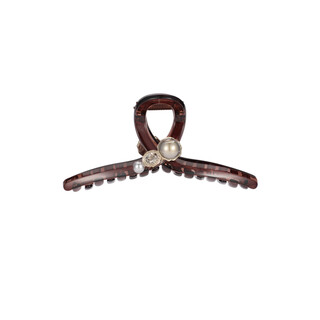 Ajidou birthday gift ajidou clip female pearl gentle goddess retro offline counter same style hair clip hair accessories black coffee color 1 piece set