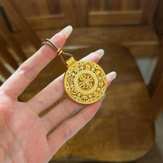 Wear ruyi diamond eight treasure compass sand gold pendant simulated gold cross necklace filigree sweater alchemy shop women large diamond eight treasure compass + ruyi rope