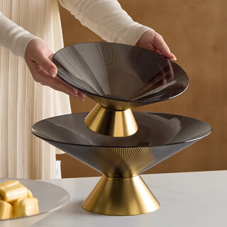Wilkie fruit plate high-end light luxury modern fruit plate high-end home fruit basket living room coffee table bar candy snack plate gray gold fruit plate 1 piece