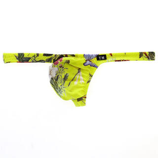 G-station nissantm limited edition sexy men's thong strike skin highly elastic and soft 3d bag printed underwear yellow xl (japanese size is too small)
