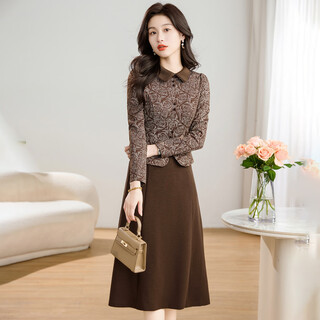 Mrs. kebeiergui's new chinese style dress for women 2025 spring new high-end light luxury thirteen lines fake two-piece skirt 3xl