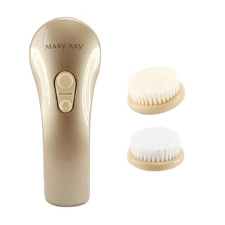 Gold facial cleansing instrument with two speeds and scheduled brushing. rich gold automatic facial cleansing instrument. main body + two brush heads without batteries