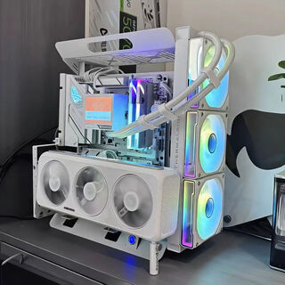 硕美优开放式机箱240/360水冷风冷ATX/matx机架显卡竖装电脑主机小机箱 X8白色（支持大ATX主板）