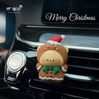 Yusenyi car aromatherapy christmas bear cute snowman elk gingerbread man air vent decoration diffusing stone fragrance holiday gift gingerbread man bear free bottle of essential oil 1g