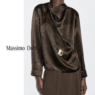 Massimo dutti autumn and winter new product 2025 women's elegant quiet luxury old money style drape collar blouse shirt 05171971 brown xs (165/84a)
