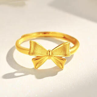 Yuebu lao phoenix 999 fugitive princess ring girl birthday gift for girlfriend shenzhen pure gold-wrapped silver bow fugitive princess 1-gold+silver embryo-lao fengxiang quality