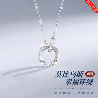 Möbius ring platinum necklace for men and women pt950 platinum plain chain clavicle chain mid-autumn festival gift for boyfriend and girlfriend platinum möbius necklace for women + certificate