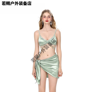 Zailu 2025 new swimsuit women's split slimming bikini hot spring feeling belly-covering swimsuit green l96-110jin jin is equal to 0.5 kg