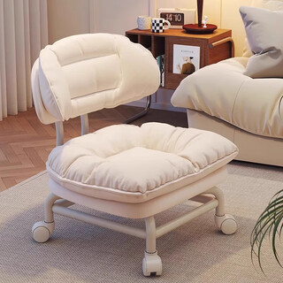 Zhizhi yifan pulley low stool with universal wheel small stool household round shoe changing bench with baby children lazy silent back chair off-white round stool basic model