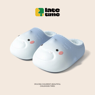 Late time2025 autumn and winter new style little cute shark gradient children's cotton slippers for boys and girls indoor waterproof and warm baby cotton slippers white blue gradient 18 cm inner length 180 suitable for feet about 17cm long