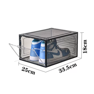 Yusenyi thickened fully hard transparent magnetic shoe box aj shoe storage box aj sneaker dust-proof display cabinet household plastic shoe wall 1 piece in black and see-through in the front, large size can be placed in high tops 1 piece in black and see-through in front, large size can be placed in high tops