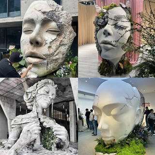 Large foam sculpture customized face giant face piece 3d check-in hotel shopping mall cafe props for photo taking factory direct sales customized to your drawings please contact customer service for a quote