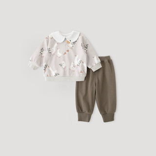 Bali piggy girls sweatshirt set autumn sweet and cute baby girl two-piece separate clothes for infants and young children 100 cm