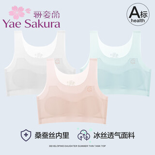 Yae sakura girls' underwear development period 12-year-old girls bra primary school children 10-14 years old girls first stage small vest y- white + blue + skin m (45-60jin jin equals 0.5 kg)