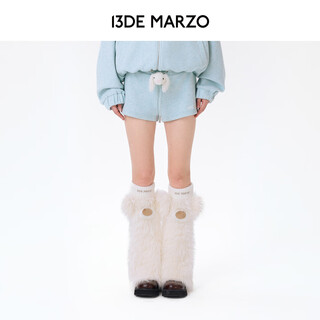 13DE MARZO女士 2025秋冬新款玩偶加绒短裤时尚显瘦直筒休闲裤 蓝绿色 S