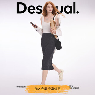 Desigual25 spring and summer new slim fit black and white vest spliced washed mid-length dress black m