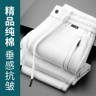 Jeep (jeep) genuine high-quality pure cotton sweatpants men's spring and autumn middle-aged sweatpants loose straight white casual pants men's boutique pants white spring and autumn style xl recommended 140-155jin jin equals 0.5 kg
