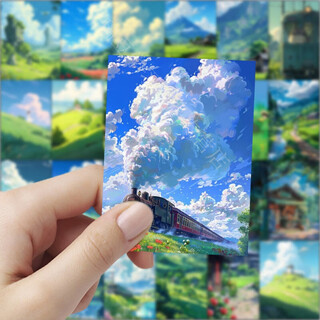 Modou shenghuo 126 miyazaki hayao's summer scenery stickers ins decorative avatar handbook mobile phone computer waterproof stickers limited time promotion miyazaki hayao's summer *63 photos not duplicate