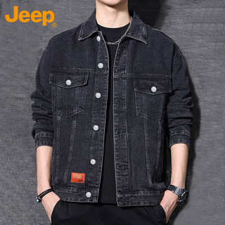 Jeep (jeep) denim jacket men's autumn and winter men's work jacket black casual versatile top men's black xl