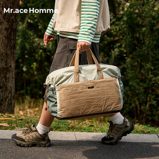 Mr.ace homme business trip foldable luggage bag women's lightweight large capacity expansion messenger bag portable fitness bag men's gray green orange