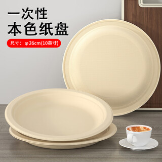 Jane eyre life disposable plates sugarcane pulp paper plates natural color waterproof, oilproof and biodegradable 10-inch round plates 20 pieces
