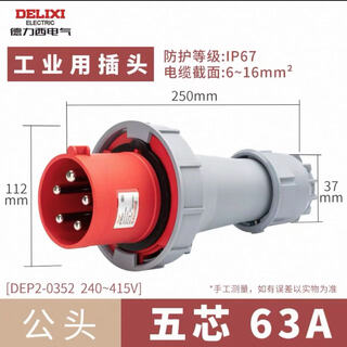 Delixi industrial waterproof plug dep2s-0352 ip67 63a 5-core 415v unit