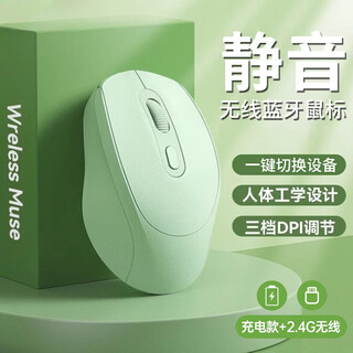 AZMI无线鼠标蓝牙双模办公静音男女生可充电适用华硕惠普联想戴尔笔记本电脑游戏2025无限 湖水绿/单模【2.4G无线版】-充电/静音按键