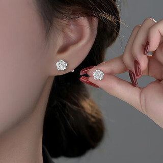 Yumian sterling silver earrings 999 pure silver earrings and earrings birthday gifts for girls 2025 new jewelry accessories high-end romantic rose screw earrings