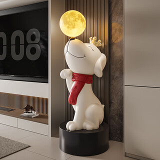 Jizhao beagle living room floor-standing ornaments on both sides of the tv cabinet next to the sofa, practical and high-end housewarming gifts, cream color beagle + black base