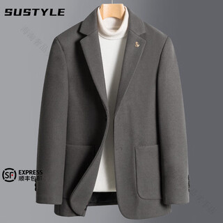 Sustyle luxury high-end brand casual wool suit for men spring and autumn new solid color slim fit middle-aged suit jacket for men gray high-end gift box m 170 high-end gift box